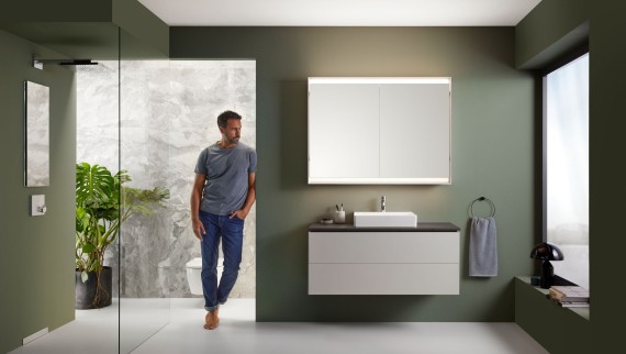 Geberit ONE bathroom furniture in sand grey