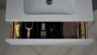 Geberit iCon open drawer with light strips Geberit iCon open drawer with light strips