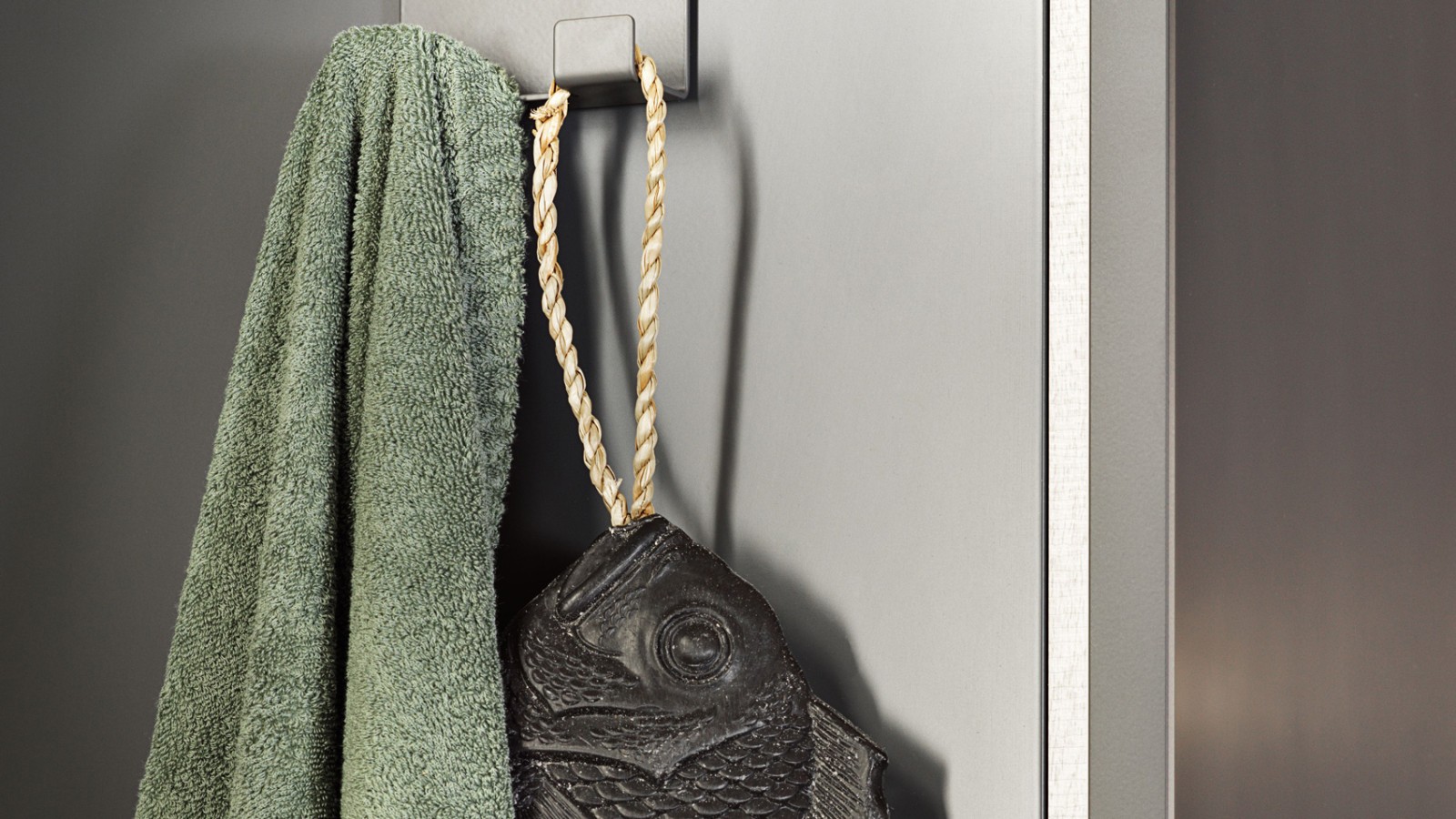 Towel on hook from the Geberit Acanto bathroom series
