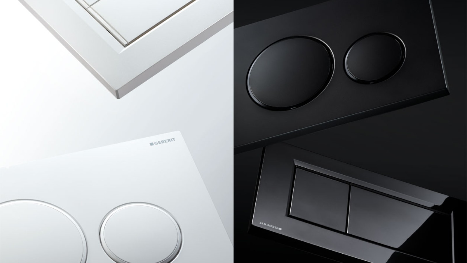 Geberit Sigma20 and Sigma30 flush plates in white and black Geberit Sigma20 and Sigma30 flush plates in white and black