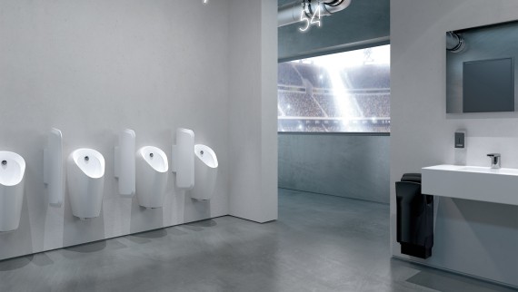 Geberit urinals in a public toilet