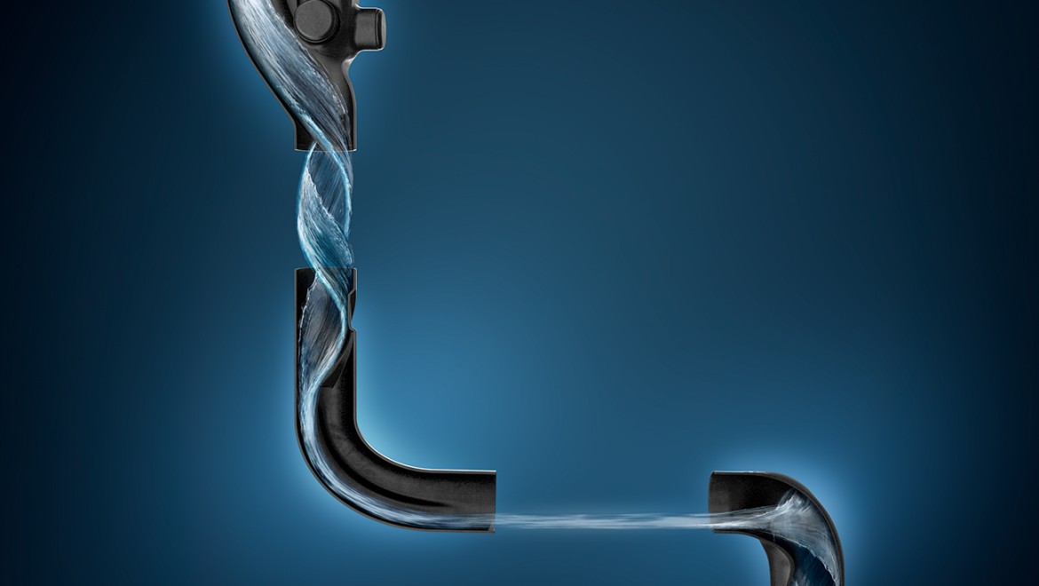 Visualization of space saved with Geberit SuperTube Visualization of space saved with Geberit SuperTube