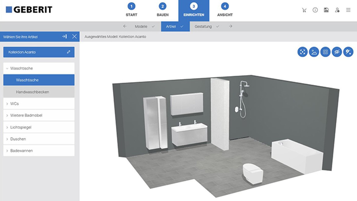 Launch the 3D bathroom planner