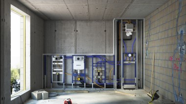 Geberit Duofix prewall installation and cisterns in a system wall