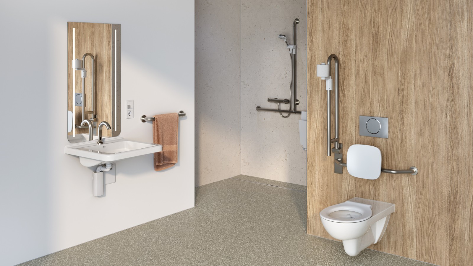 Barrier-free sanitary room with the Standard option