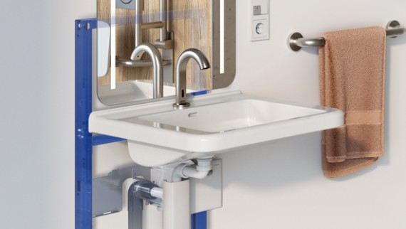 Geberit washbasin system in the Standard product range for barrier-free sanitary rooms