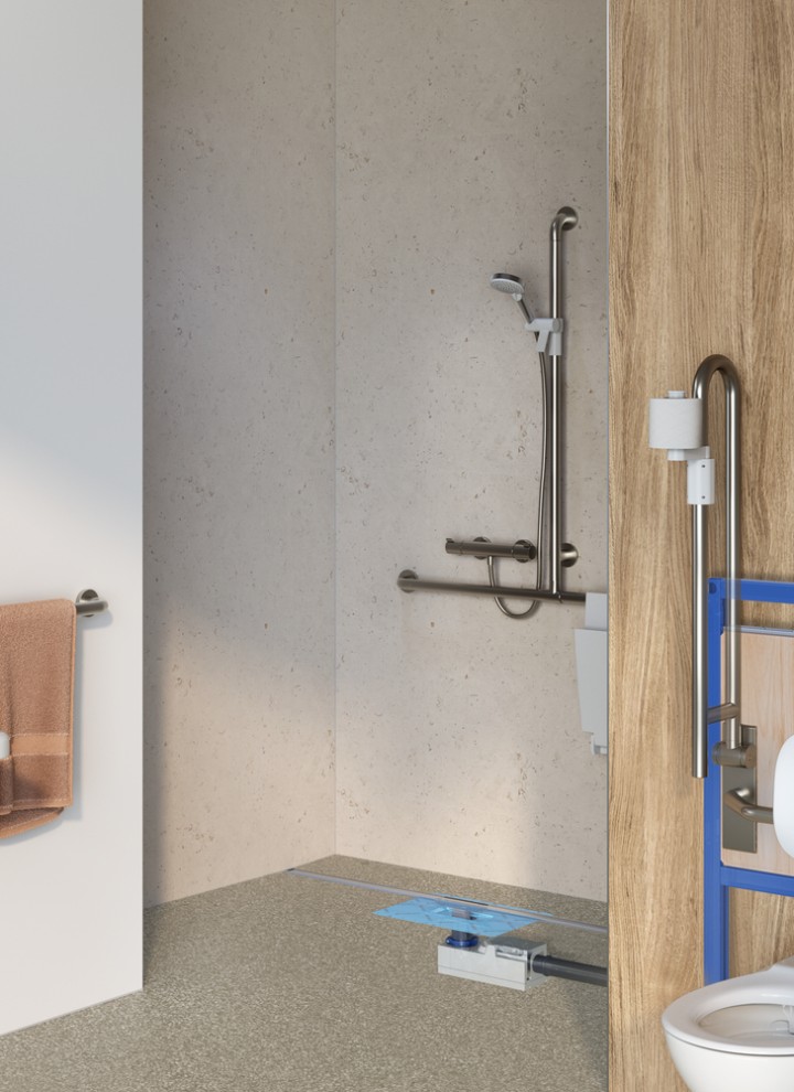 Geberit shower system in the Standard product range for barrier-free sanitary rooms