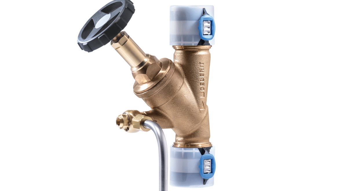 Angle-seat stop valve for Geberit FlowFit with the Geberit sampling valve