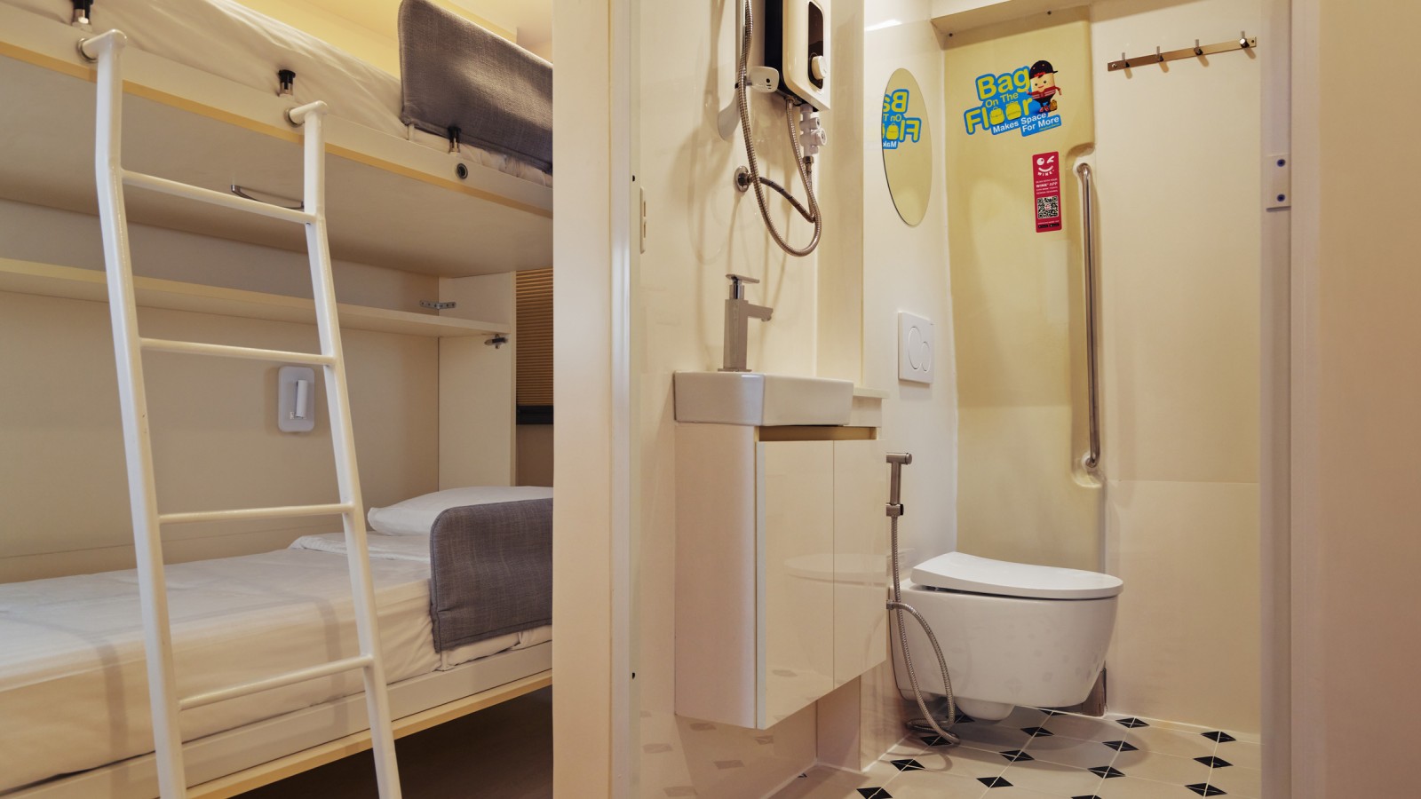 Clever: the custom-made beds can be easily folded away when not in use (© Watson Lau) Clever: the custom-made beds can be easily folded away when not in use (© Watson Lau)