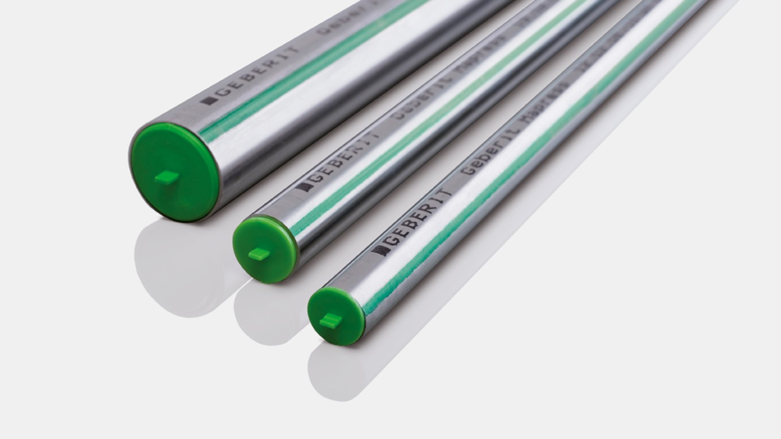 The green characteristic line identifies the Geberit Mapress Stainless Steel system pipe CrMoTi The green characteristic line identifies the Geberit Mapress Stainless Steel system pipe CrMoTi