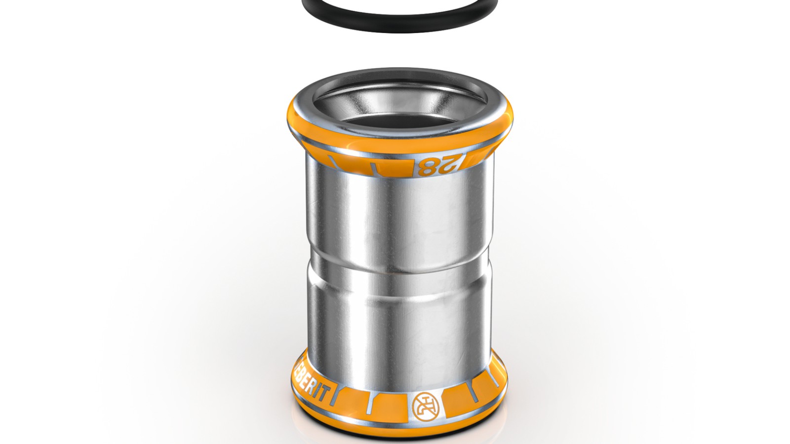 Geberit Mapress Therm fitting with orange pressing indicator