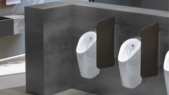 Geberit Preda urinal in a public sanitary room Geberit Preda urinal in a public sanitary room