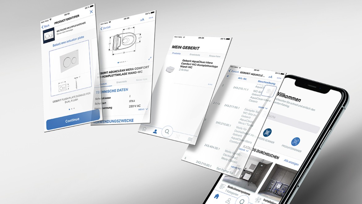 Person planning a bathroom virtually using the Geberit 3D bathroom planner on their laptop Person planning a bathroom virtually using the Geberit 3D bathroom planner on their laptop