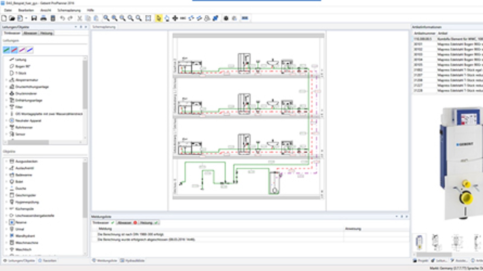 Schematic planning in Geberit ProPlanner