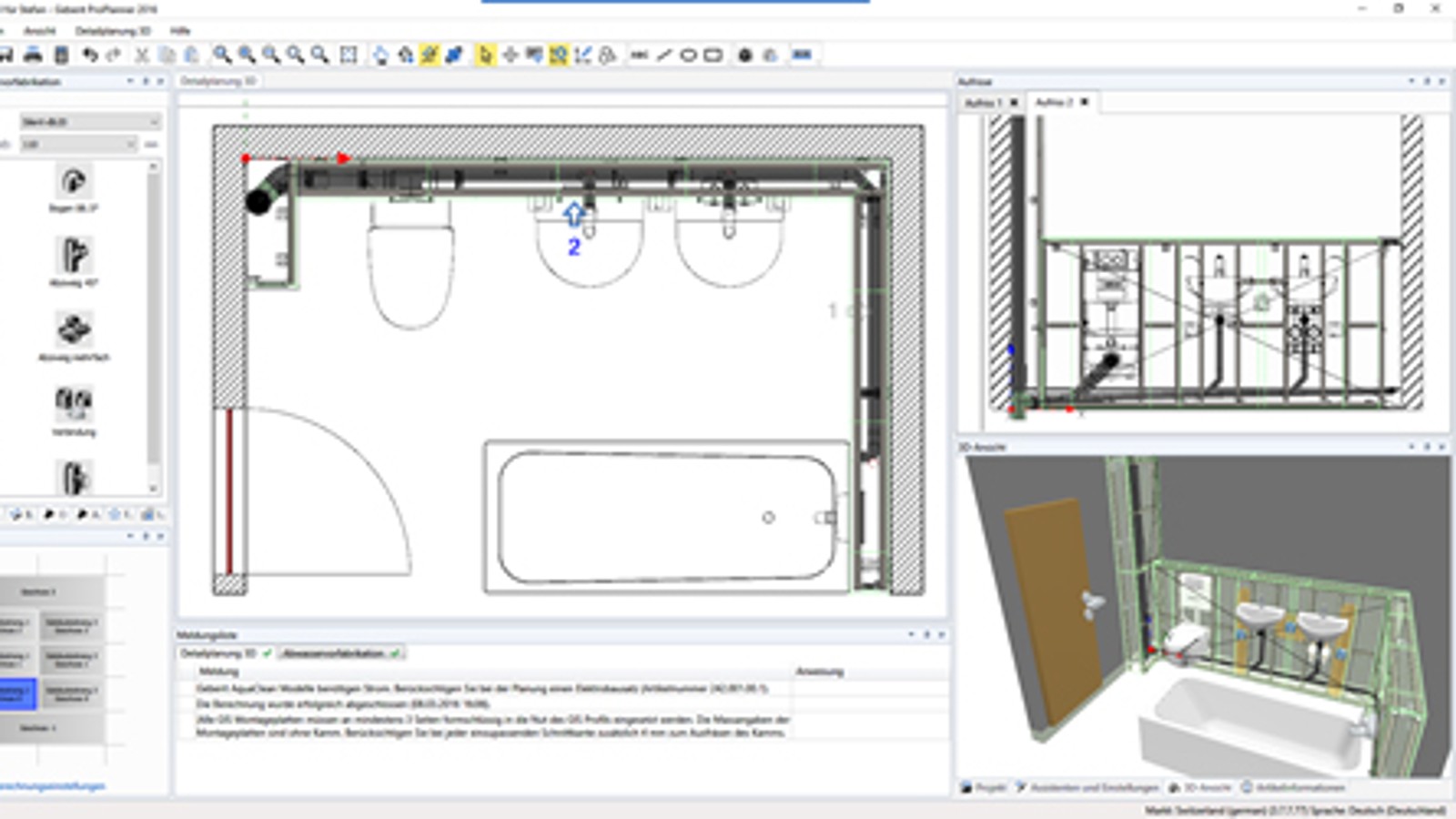 Waste water prefabrication in Geberit ProPlanner