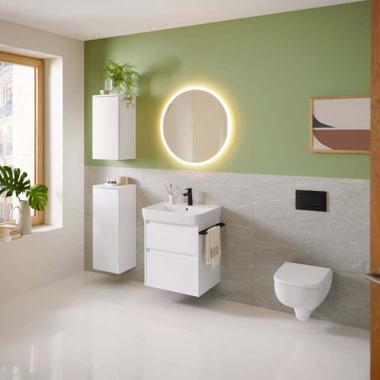 Geberit Selnova Square vanity unit with two side cabinets Geberit Selnova Square vanity unit with two side cabinets