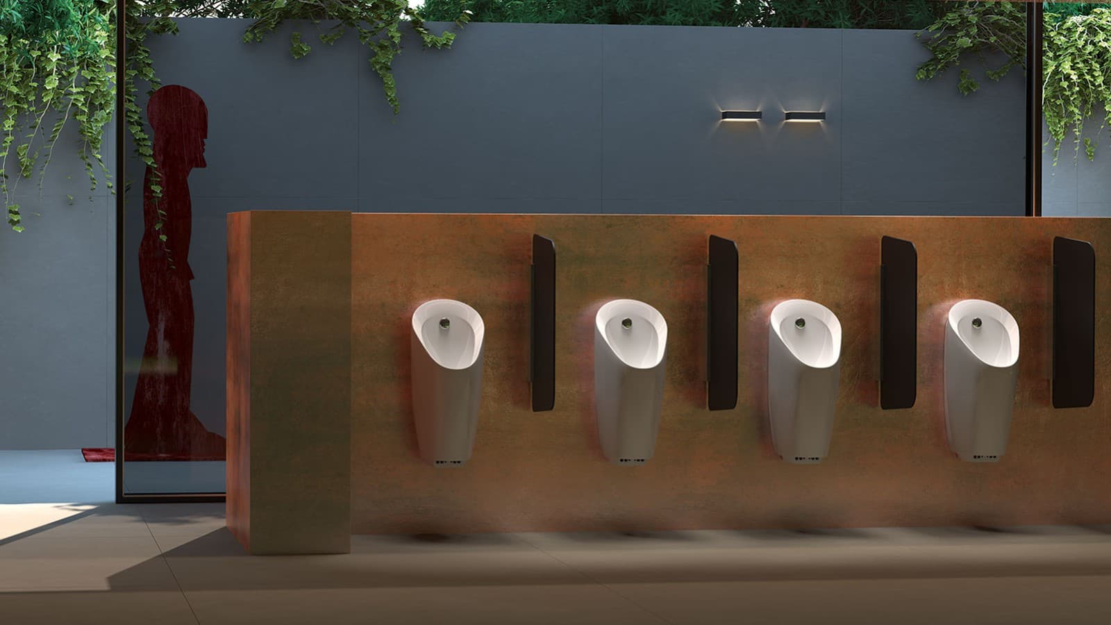 Public sanitary installations with Geberit urinals and partition walls Public sanitary installations with Geberit urinals and partition walls