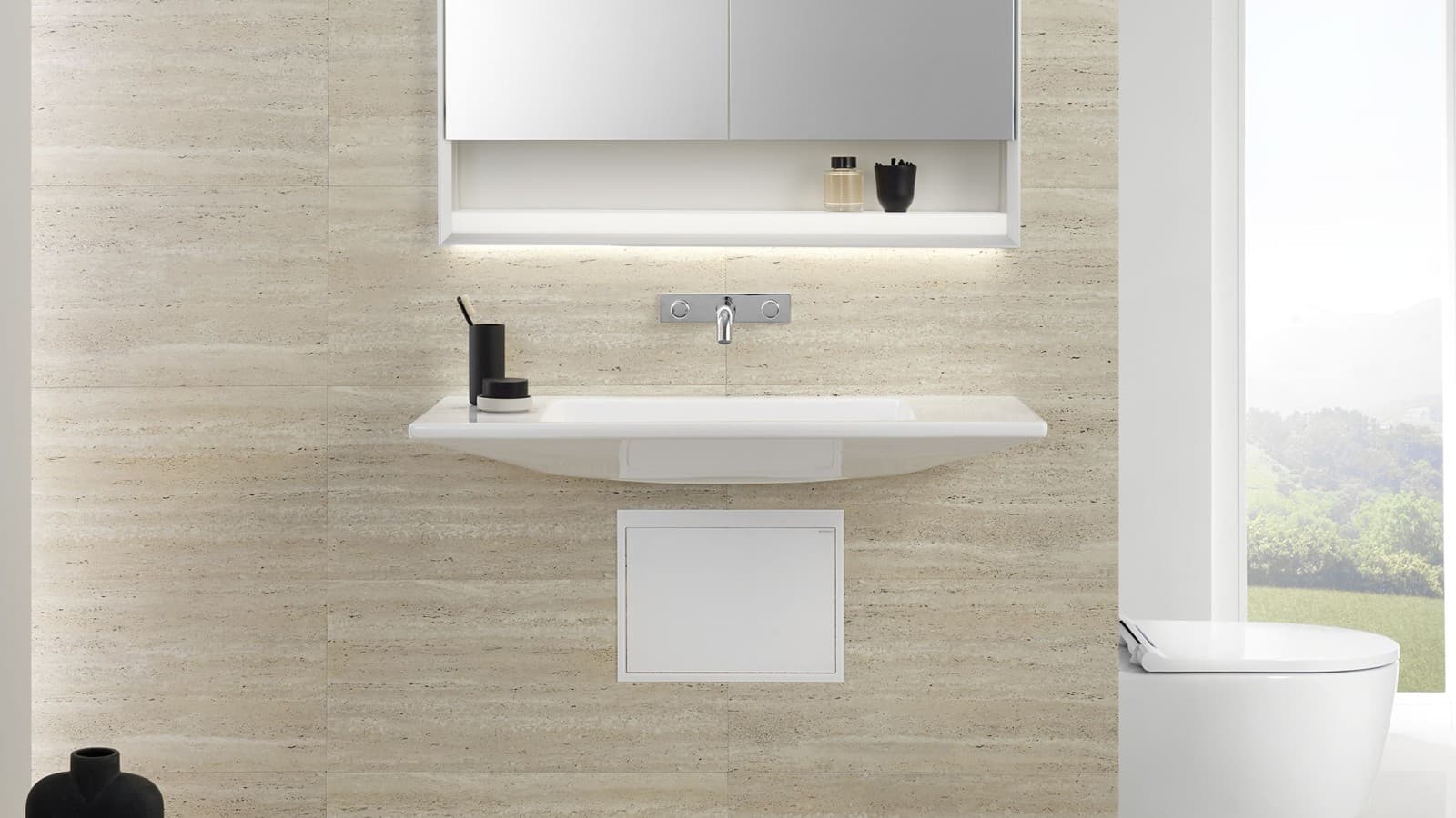Less dust traps thanks to concealed trap with Geberit ONE washbasin Less dust traps thanks to concealed trap with Geberit ONE washbasin