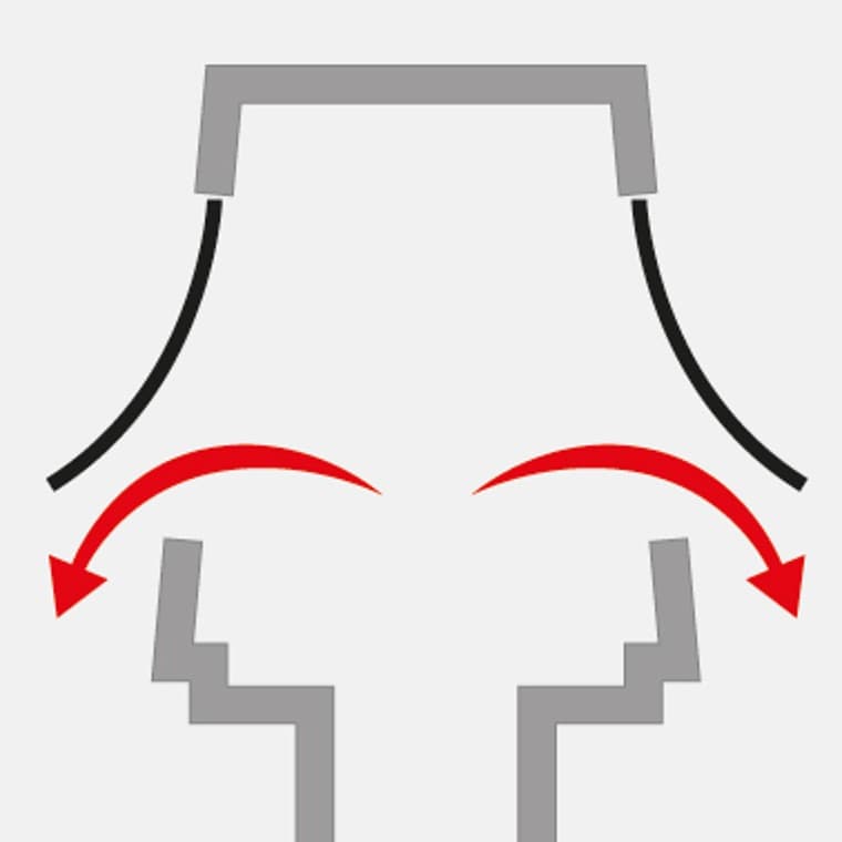 High positive pressure from the sewage system is also equalised by the diaphragms opening High positive pressure from the sewage system is also equalised by the diaphragms opening