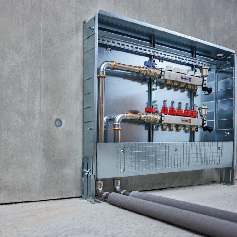 In technical building systems for heating pipes in the floor area, as well as for radiators and heaters In technical building systems for heating pipes in the floor area, as well as for radiators and heaters