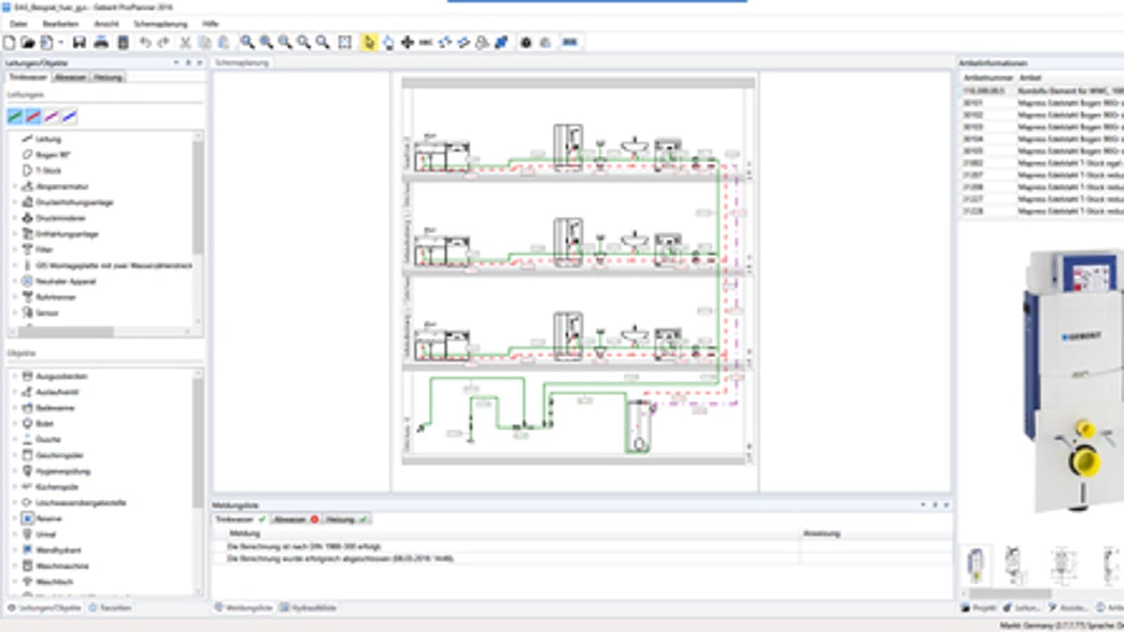 Schematic planning in Geberit ProPlanner Schematic planning in Geberit ProPlanner